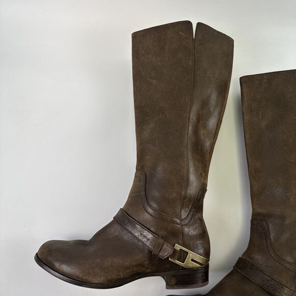 UGG Channing II Boot Dark Brown Leather Pull On 1004509 Equestrian Womens 9.5 - Picture 11 of 16